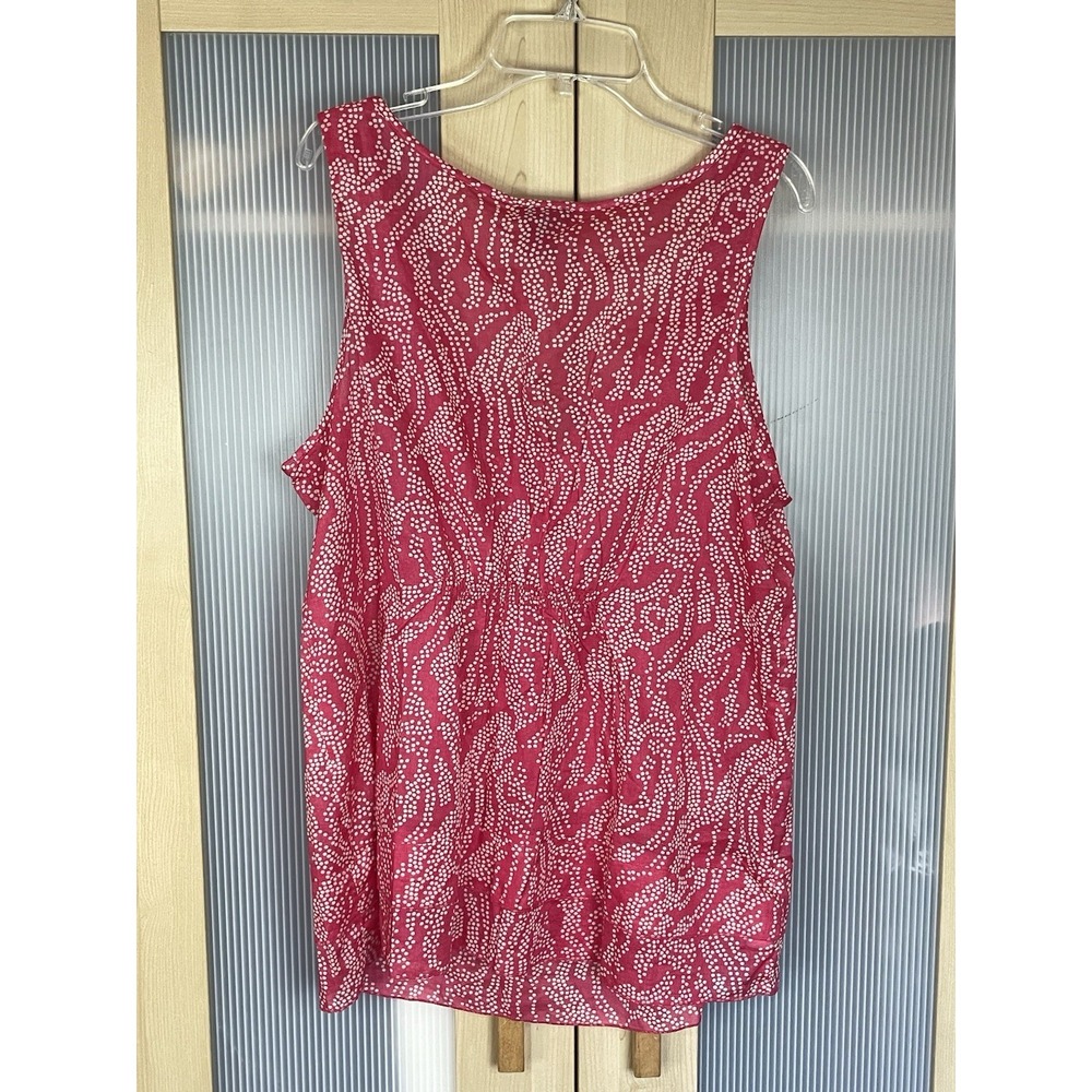 Ann Taylor Blouse Top Women 12 Pink Floral Sleeveless V Neck Boho Ruffles Career - Picture 4 of 5